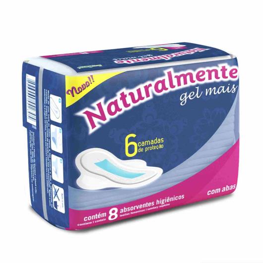 Absorvente com abas Naturalmente Gel Mais com 8 unidades - Imagem em destaque