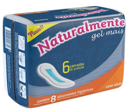 Absorvente Naturalmente Mais gel sem abas com 8 unidades - Imagem em destaque