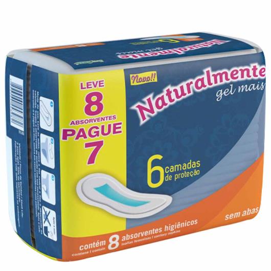 Absorvente Naturalmente gel mais sem abas 1 a 1 leve 8 pague 7 - Imagem em destaque