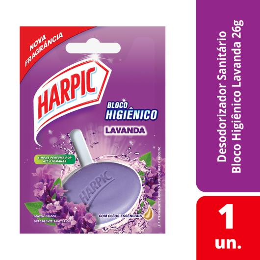 Harpic Limpador e Aromatizador Sanitário em Bloco Higiênico Lavanda 26g - Imagem em destaque