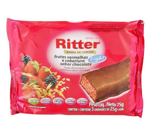 Barra de cereais Ritter sabor frutas vermelhas com chocolate light 75g - Imagem em destaque