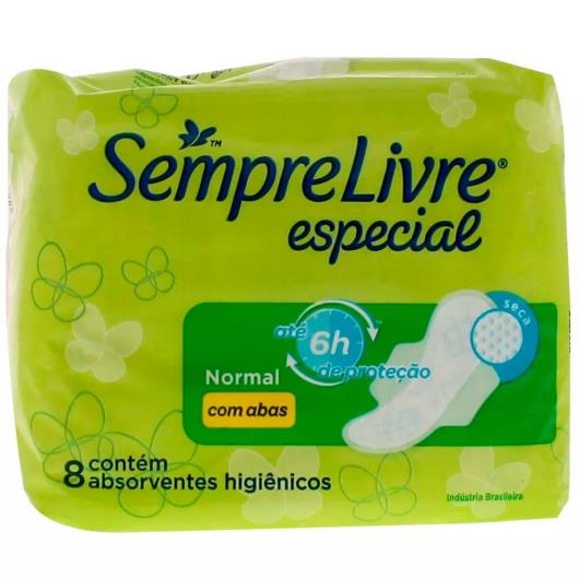 Absorvente Sempre Livre especial normal seca com abas 8 unidades - Imagem em destaque