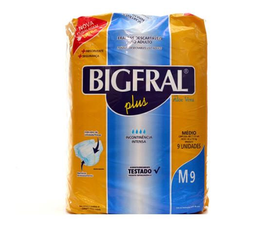 Fralda descartável Bigfral plus para adulto M 9 unidades - Imagem em destaque