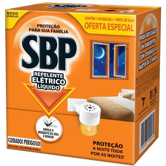 Repelente Elétrico Líquido SBP 45 Noites Novo Aparelho + Refil - Imagem em destaque