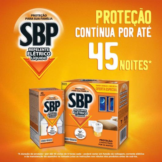 Repelente Elétrico Líquido SBP 45 Noites Novo Aparelho + Refil - Imagem em destaque