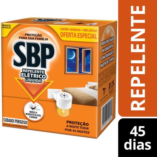 Repelente Elétrico Líquido SBP 45 Noites Novo Aparelho + Refil - Imagem em destaque