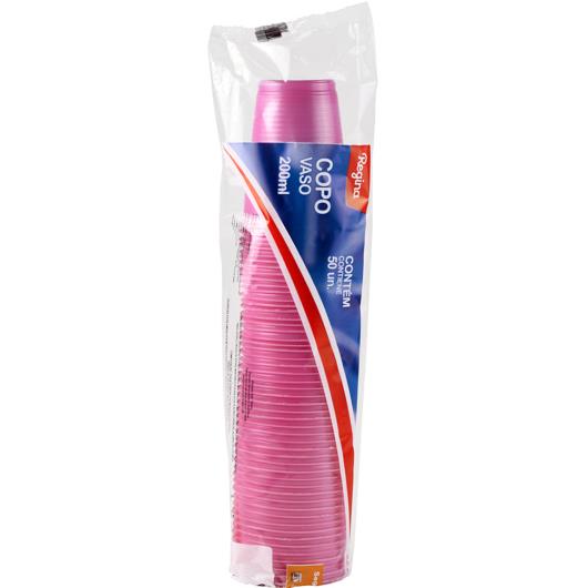 Copo Regina Plástico Rosa 200ml 50unids - Imagem em destaque