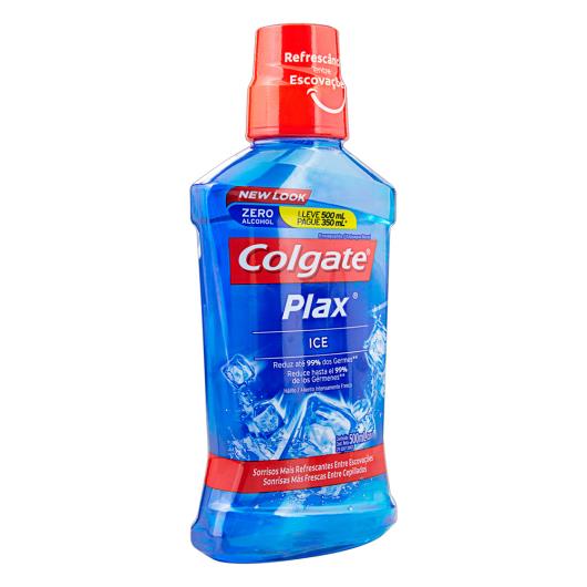 Enxaguante Bucal Zero Álcool Ice Colgate Plax Frasco Leve 500ml Pague 350ml - Imagem em destaque