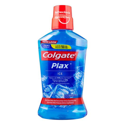 Enxaguante Bucal Zero Álcool Ice Colgate Plax Frasco Leve 500ml Pague 350ml - Imagem em destaque